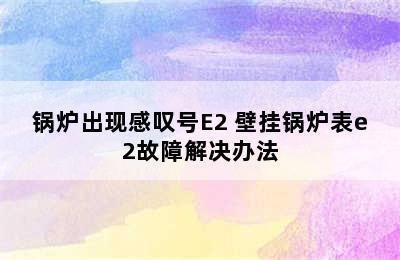 锅炉出现感叹号E2 壁挂锅炉表e2故障解决办法